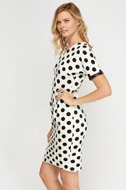 Black And White Spot Midi Dress Collection London White Black Spotted Polka Dot Textured V Neck Midi Dress 8 Collectionlodon Casual V Neck Midi Dress Dresses Midi Dress