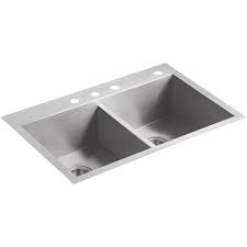 Kohler stainless steel kitchen sinks drain rack. Kohler K 3820 4 Na Vault 33 Double Basin Build Com