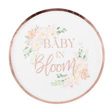 See more ideas about baby shower cookies, baby shower, cookies. Rose Gold Baby In Bloom Baby Shower Plates Ginger Ray