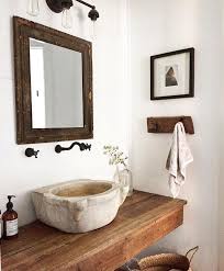 Love This Minimal Rustic Bathroom By The Ever Talented Threve Interiors Happy Saturday Friends Rustic Powder Room Rustic Bathroom Decor Bathroom Decor