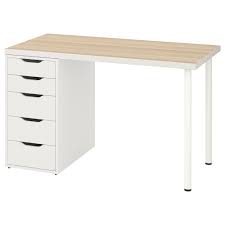 Linnmon Alex Tisch Weiss Eicheneff Wlas Weiss 120x60 Cm Hier Bestellen Ikea Osterreich Ikea White Stain Drawer Unit