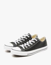 Black And White Chucks Low Tops Converse Leather Low Top In Black Star Sneakers Converse Leather