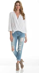 Elan Clothing Surplice Top For Women In White Dv1181 Elan Clothing Preppy Clothing Brands Preppy Outfits