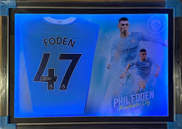 This statistic shows which shirt numbers the palyer has already worn in his career. Framed Phil Foden Signed Manchester City Football Shirt Gold Star Memorabilia