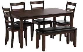 Adolph 6 seater dining set with bench can accommodate at most seven people. Coviar Dining Table And Bench Set Of 6 Brown Amazon De Kuche Haushalt