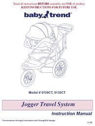 Baby Trend Jogger Travel System 9109ct Instruction Manual Pdf Download Manualslib