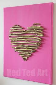 Diy Heart Canvas Red Ted Art S Blog Valentines Diy Twig Art Valentine Decorations