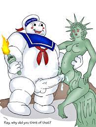 ghostbusters metallic body mr. stay puft statue of liberty tagme  what 