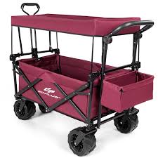 Collapsible Garden Folding Wagon Cart With Canopy