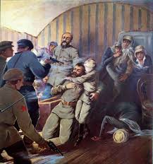 Execution of Tsar Nicholas II and his Family at Yekaterinburg, 17th July  1918, from Histoire des Soviets by H. de Weindel, 1923-24