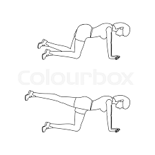 Focus on form, ensuring the back. Donkey Kicks Workout Outline On The Stock Vector Colourbox