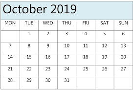Printable October 2019 Calendar Word October Calendar Calendar Template Desk Calendar Template
