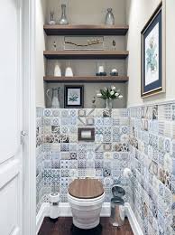 Small Bathroom Decor Patchwork Of Multicolored Moroccan Tiles With Different Patterns In A Narrow Room Bathroom Wall Decor Trendy Bathroom Bathroom Interior