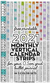 Our calendars are free to be used and republished for personal use. Free 2021 Monthly Vertical Date Strips For Bullet Journals Lovely Planner