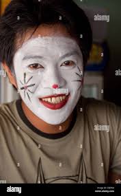 Half Man Half Clown A Local Filipino Getting Ready For An Event Stock Photo Alamy