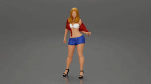 Archivo 3D Sexy mujer posando en corto y camisa con el pecho abierto・Modelo  de impresora 3D para descargar・Cults