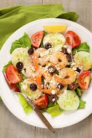 While this is going on, soak the noodles in freshly boiled water according to put the sugar snaps and bean sprouts into a colander and pour over freshly boiled water from a kettle. Classic Greek Salad With Shrimp Recipe Mygourmetconnection