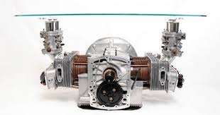 This Porsche 356 Engine Block Coffee Table Is A Remarkable Automotive Decor Center Piece For A Car Guy S Living Room Lounge Or Garage The Cyl Automotive Decor Car Part Furniture Engine