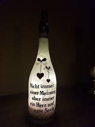 Deko Objekte Lichterflasche Mit Spruch Ein Designerstuck Von Inge54 Bei Dawanda Flaschen Flaschenleuchten Flaschen Dekorieren