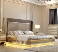 A design like this is perfect for the picking if you are a fan of glamor interior. Buy Homey Design Hd 925 King Platform Bedroom Set 3 Pcs In Gold Silver Metallic Faux Leather Online