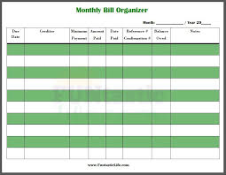 Free Printable Monthly Bill Organizer Bill Organization