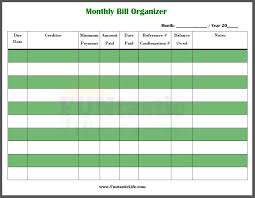 free printable monthly bill organizer bill organization