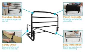 It can be folded down by pressing in on the side buttons and can be done the only issue is that the bed has slats for the mattress to rest on and the rails on the bedrail can fall. Stander 30 Safety Bed Rail Adjustable Bed Rail For Elderly Adults Bed Safety Rail