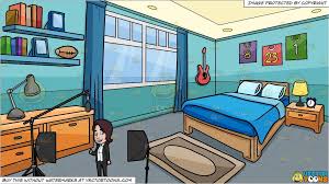 Black And White Window Curtains Clipart A Lady Host Filming An Episode In The Studio And A Bedroom Of A Boy Background Blue Bedding White Windows Blue Curtains