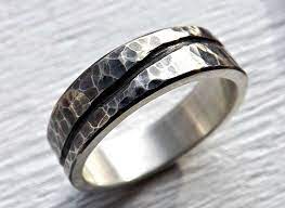 Rustic Wave Ring Silver Mens Wedding Band Silver Ring Etsy Mens Silver Wedding Bands Wave Ring Silver Cool Rings For Men