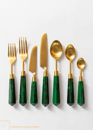 Gemma Malachite Gold Casa De Perrin Dinnerware Tableware Green Kitchen Accessories Dinnerware