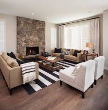 White And Black Rugs In Contemporary Living Room To Tie Together Tan Couch Wit Neutral Living Room Design Monochromatic Living Room Black And White Living Room