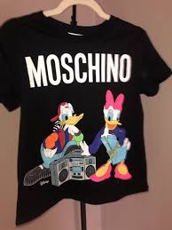 moschino x h m black t shirt with printed design donald duck