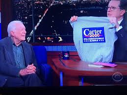 Carter had been asked jokingly if he would run again in 2020, reported the associated press. Jimmy Carter On Colbert America Apparently Wants A Jerk For President