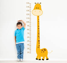 yellow giraffe height chart kids sticker