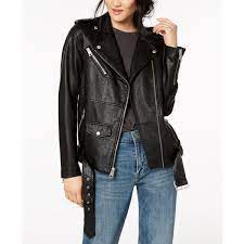 Levi S Belted Faux Leather Moto Jacket 73 Liked On Polyvore Featuring Outerwear Jackets Black Fake Leather Moto Jacket Vegan Leather Moto Jacket Faux