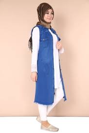 G M Z Tesettur Onden Dugmeli Sivri Yaka Kot Yelek Mz6026 Indigo 1 Moda Stilleri Kot Elbiseler Musluman Modasi