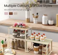 SONGMICS Spice Rack, Set of 2 Cupboard Shelf Organisers, Expandable Kitchen  Shelf Organiser, Stackable Spice Holder, Metal and Engineered Wood, ...