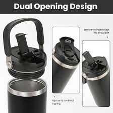 Riley Joy 2.0 Stainless Steel Drinking Bottle, 1 Litre, Thermal Mug with  Straw and Handle, Dishwasher Safe, Leak-Proof Coffee Mug to Go, Black :  Amazon.com.au: Kitchen & Dining