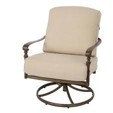 Hampton Bay Cavasso Swivel Rocking Metal Outdoor Lounge Chair With Oatmeal Cushion Swivel Rocking Chair Metal Patio Chairs Patio Chairs