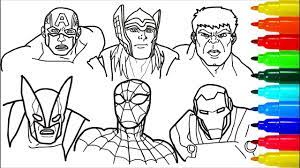 Coloring pages hulk, collection of 110 pieces. Spiderman Iron Man Hulk Wolverine Coloring Pages Colouring Pages For Kids With Colored Markers Youtube