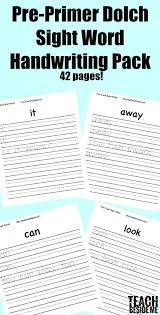 Dolch Pre Primer Sight Words Handwriting Practice Teach Beside Me