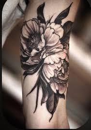 Black Ink Flower Tattoo By Alice Kendall Jpg 413 586 White Flower Tattoos Tattoos Black And White Flower Tattoo