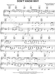 Norah Jones Don T Know Why Sheet Music In Bb Major Transposable Download Print Sheet Music Piano Sheet Music Norah Jones