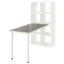 Kallax Desk Combination Light Grey White 77x147x159 Cm Ikea In 2020 Kallax Ikea Kallax Desk Ikea