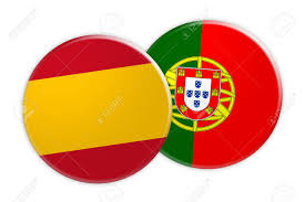 The portuguese coat of arms is pictured where the two colors the portuguese coat of arms has a white shield (containing five small blue shields with white dots). News Concept Spanien Flagge Button Auf Portugal Flagge Button 3d Darstellung Auf Weissem Hintergrund Lizenzfreie Fotos Bilder Und Stock Fotografie Image 82435251