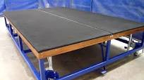 The Glass Racking Company Flat Glass cutting table with adjustable height  manual breaker bar.