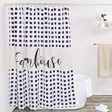 The rows of textured stripes add a unique look to an otherwise minimalist shower curtain. Farmhouse Shower Curtain Set With 12 Hooks Rustic Bathroom Decor 70 Farmlyn Creek