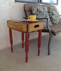 Repurposed Vintage Coca Cola Crate End Table Upcycled Coke Crate Furniture Side Tables Crate Furniture Furniture Crate End Tables
