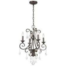 Master Bedroom Option Hampton Bay 4 Light Oil Rubbed Bronze Small Crystal Chandelier Ihn9114a At The H Small Chandelier Bronze Chandelier Bathroom Chandelier