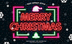 Happy Merry Christmas Neon Text Effects Graphic By Neyansterdam17 Creative Fabrica